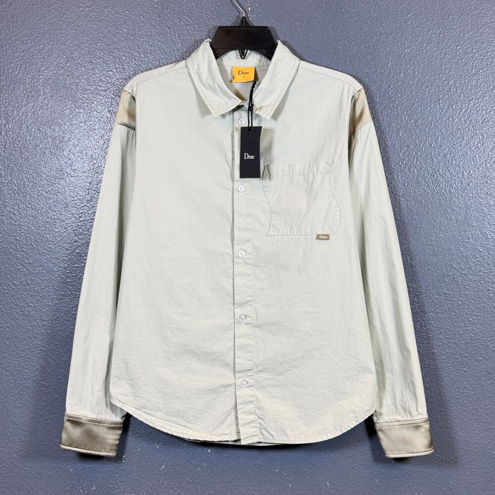 Dime S men’s mint long sleeve button up shirt NWT